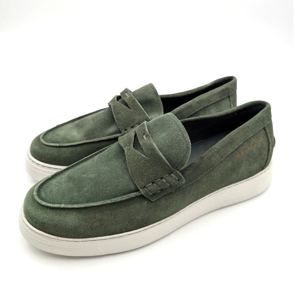Gernie NYC 22's Penny Leather Low Top Loafer Shoes Green Size US10.5 EU44
